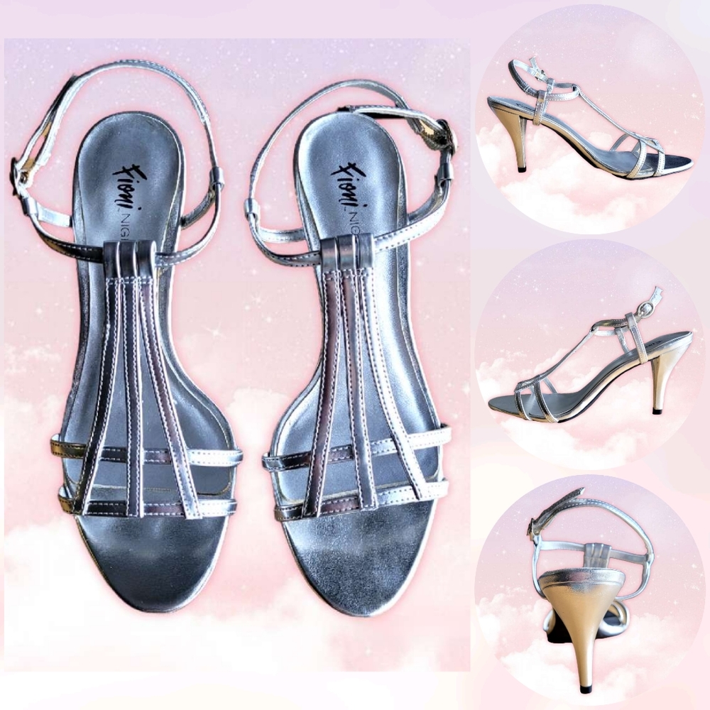 Fioni Night Silver Jane Adjustable High Stiletto Heels